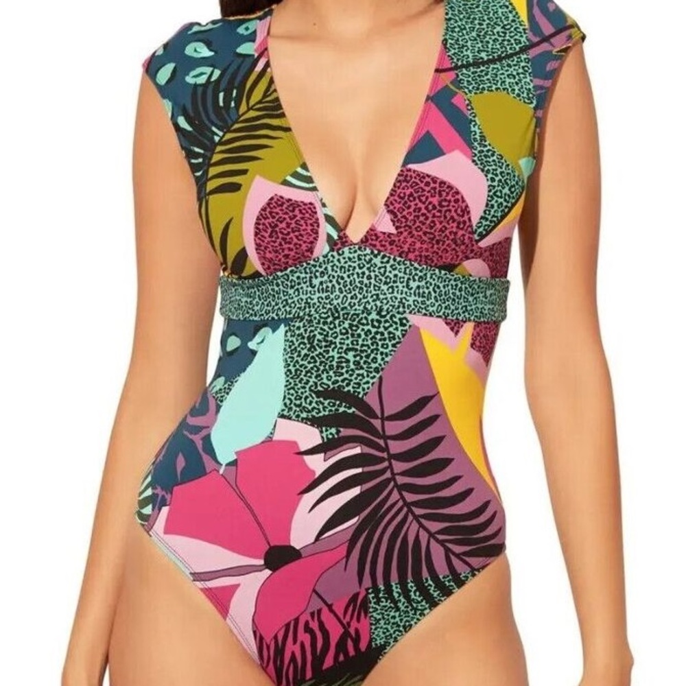 Bleu by Rod Beattie Women's Jungle Book Multi Plunge One Piece Swimsuit